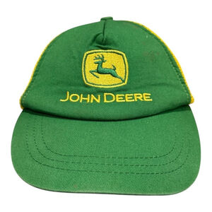 John Deere Hat Cap Fitted Boys 4T Green Yellow Mesh Trucker Farm Logo